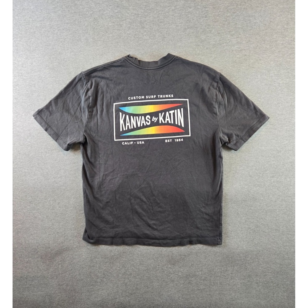 Katin T Shirt‎ Mens Medium Retro Black Kanvas Tee Organic Cotton Surf Preppy